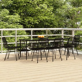vidaXL Set mobilier de grădină, 9 piese, poliratan