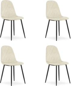 Scaun din catifea bej ASTI cu picioare negre