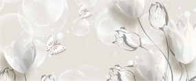 Tablou - Lalele între bule (120x50 cm)