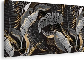 Tablou - Frunze tropicale, Galben - auriu (90x60 cm)
