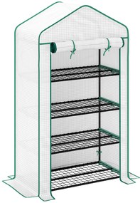 Outsunny Seră de grădină balcon raft seră 4 nivele 90 x 49 x 160 cm oțel galvanizat folie PE de înaltă densitate alb | Aosom Romania