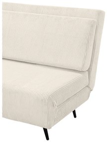 Canapea crem extensibilă cu tapițerie din catifea reiată 140 cm Mallory – Støraa