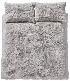 Lenjerie de pat din micropluș gri deschis Catherine Lansfield Cuddly, 135 x 200 cm, gri