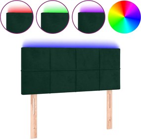 vidaXL Tăblie de pat cu LED, verde închis, 80x5x78/88 cm, catifea