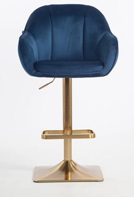HR2055KW Scaun Bleumarin din Catifea cu Bază Aurie