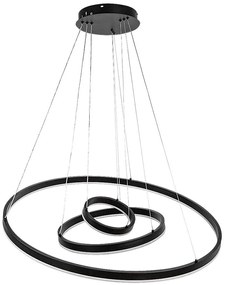 Lustra LED cu telecomanda cu 3 inele metal negru Isaure