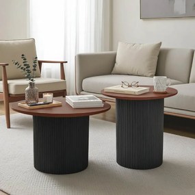 Set 2 Masute Cafea Rotunde Dalmma MDF Finisaj Nuc-Negru