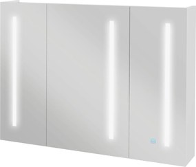 Kleankin Dulap cu Oglindă LED pentru Baie, USB, Raft Reglabil, 90x15x70cm, Alb Lucios | Aosom Romania