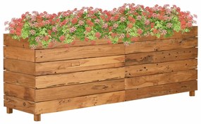 vidaXL Strat înălțat, 150x40x55 cm, lemn de tec reciclat și oțel
