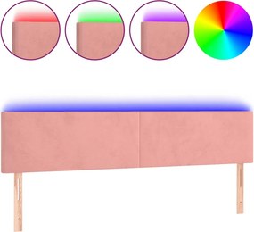 vidaXL Tăblie de pat cu LED, roz, 160x5x78/88 cm, catifea