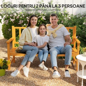 Outsunny Bancă de Grădină pentru 2-3 Persoane din Lemn de Pin, Bancă de Exterior cu Măsuță Rabatabilă și Brațe, pentru Balcon și Terasă, 153x56x91 cm, Maro Deschis | Aosom Romania