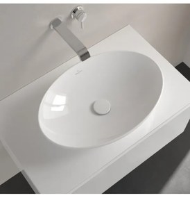Lavoar pe blat, Villeroy&amp;Boch Loop&amp;Friends, material TitanCeram, 56x38cm, fara preaplin, Alb Alpin, 4A470101