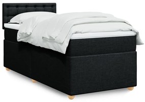vidaXL Pat box spring cu saltea, negru, 80x200 cm, textil