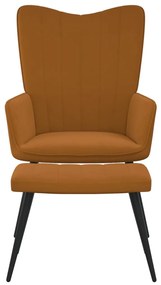 327696 vidaXL Scaun de relaxare cu taburet, maro, catifea