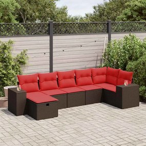 vidaXL Set canapele de grădină cu perne, 7 piese, maro, poliratan