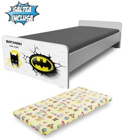 Pat pentru baieti 2-12 ani Economic Batman cu saltea 160 x 80 inclusa- PC-P-MK-ECO-BTM-80