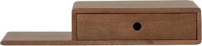 Raft de perete cu sertar mid century, din lemn de mango, maro, cu poliță deschisă și colțuri rotunjite, 11 x 60 x 25 cm, „Secret Nook”