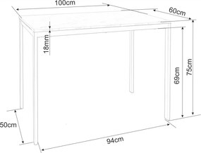 OFERTA Masă de dining albă RAMOD 100x60 cm, decor stejar Clasa a II-a