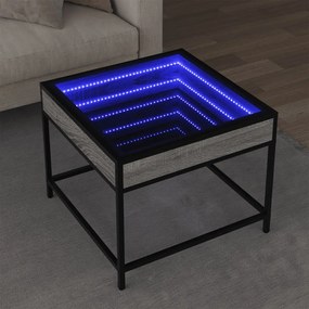 847680 vidaXL Măsuță de cafea cu LED infinity, gri sonoma, 50x50x41 cm