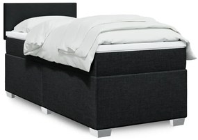 vidaXL Pat box spring cu saltea, negru, 80x200 cm, textil