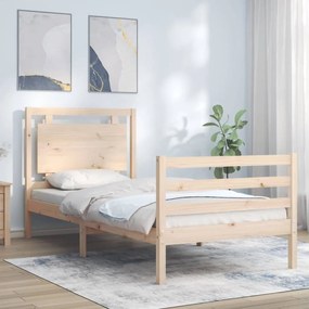 3194016 vidaXL Cadru de pat cu tăblie single, lemn masiv