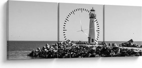 Tablou - Far de pe coastă, Santa Cruz, California (cu ceas) (90x30 cm)