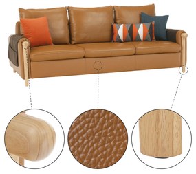 Canapea complet tapiţată 3 locuri, piele / piele ecologică maro auriu, LINSY