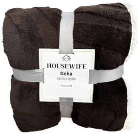 Patura luxoasa din microplus imitatie de miel NESTIVE maro inchis Dimensiune: 200 x 230 cm