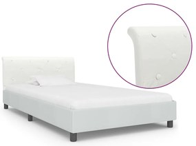 vidaXL Cadru de pat, alb, 90 x 200 cm, piele ecologică