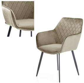 Scaun de sufragerie din catifea VIALLI cappuccino