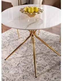 Masa rotunda Azalia Ceramic marmura alba/auriu ø90/h75 cm