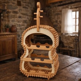 Suport sticle vin din lemn, forma vioara, pentru 5 8 12 28 sticle