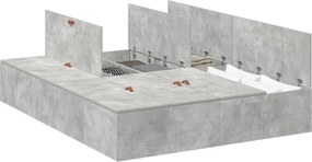 vidaXL Cadru de pat cu depozitare Gri din beton 160 x 200 cm