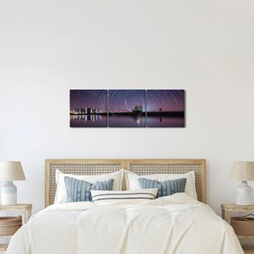 Tablou cu cerul nocturn și stele (cu ceas) (90x30 cm)