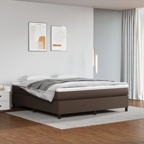 3144623 vidaXL Pat box spring cu saltea, maro, 180x200 cm, piele ecologică