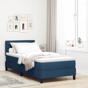 vidaXL Pat Spring Box cu saltea Albastru 80x200 cm Fabric
