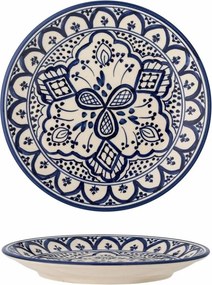 Farfurie din ceramică, albastru, model mediteranean pictat manual, 2 x 19 cm, „Karlie”