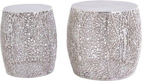 Set de 2 masute cu aspect deosebit Leaf argintiu