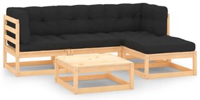 vidaXL Set mobilier de grădină cu perne, 5 piese, lemn masiv de pin