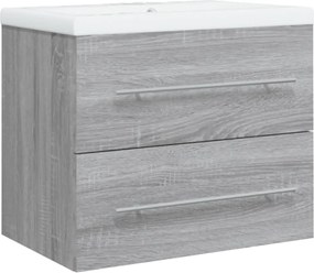 vidaXL Dulap de chiuvetă cu bazin încorporat gri sonoma lemn prelucrat