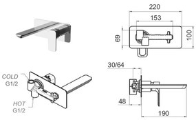 Baterie albă pentru chiuvetă încastrată (1 ieșire) Spy – Sapho