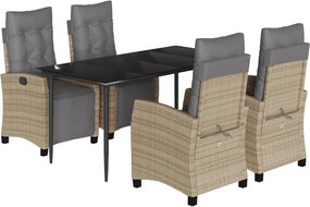 vidaXL Set mobilier pentru grădină, 5 piese, cu perne, bej, poliratan