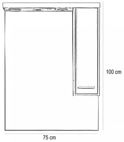 Dulap suspendat cu oglindă Nerva 75 cm, ulm Rauna
