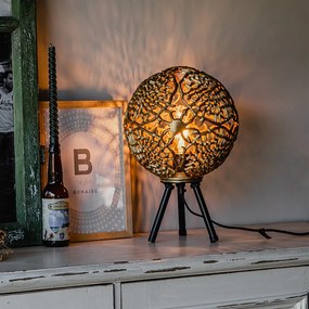 Lampă de masă Art Deco cu trepied auriu - Maro