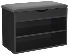 Suport pantofi cu capac rabatabil și șezut căptușit 60 x 30 x 44 cm negru
