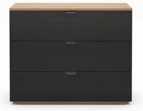 Comodă neagră/în culoare naturală cu aspect de lemn de stejar 100x80x40 cm Dennis – Marckeric