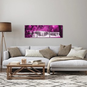 Tablou - Cascadă, violet (cu ceas) (90x30 cm)