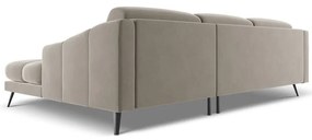 Colțar bej cu tapițerie din catifea (cu colț pe partea dreaptă) Nalu – Makamii