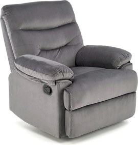 Fotoliu cu recliner DRAGER, gri/negru, stofa catifelata/metal, 88x90/1