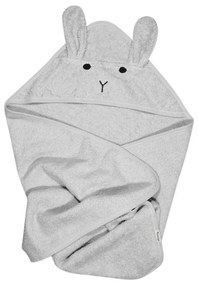 Prosop cu glugă pentru copii gri din bumbac 76x76 cm Rabbit – Kindsgut